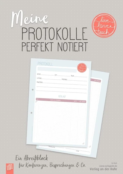 Meine Protokolle Perfekt Notiert „Live - Love - Teach“: Ein A4-Abreißblock Für Konferenzen, Besprechungen & Co ürün görseli 1