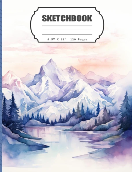 Sketchbook: Snow Mountains, Blank Sketch Book For Kids, Adults, Artist Notebook/Journal For Drawing, Writing, Sketching Or Doodling, 120 Blank Pages, 8.5X11 (Blank Drawing Book) ürün görseli 1