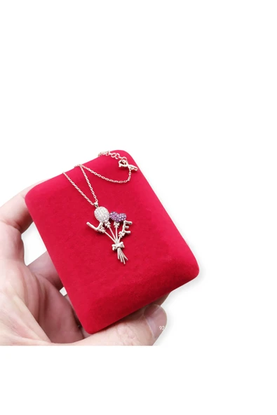 925 Ayar Gümüş Love Tasarım Rose Gold Renk Kolye ürün görseli 1