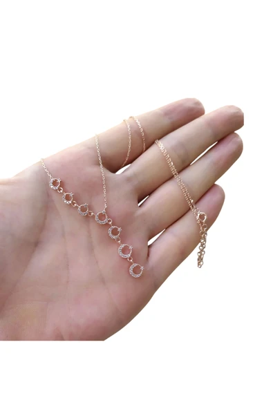 925 Ayar Gümüş Sıralı Ay Yıldız Rose Gold Renk Kolye ürün görseli 1