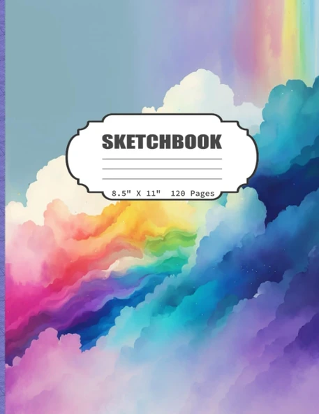 Sketchbook: Rainbow Watercolor Clouds Blank Sketch Book For Kids, Adults, Artist Notebook/Journal For Drawing, Writing, Sketching Or Doodling, Blank Paper, 120 Blank Pages, 8.5X11 (Blank Drawing Book ürün görseli 1