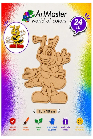 Ahşap Boyama Karınca 24 Adet 10x15cm Boyama Böcek Figürleri Etkinlik Çoçuk Gelişim Motor Beceri Kreş Anasınıfı ürün görseli 1