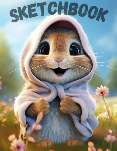 Sketchbook: Notebook For Drawing, Writing, Sketching, Painting Or Doodling. Large Sketchbook For Kids And Toddlers With Rabbit In A Blanket . Ages ... 110 Blank Pages, Size: 8.5 X 11 In) Opis ürün görseli 1