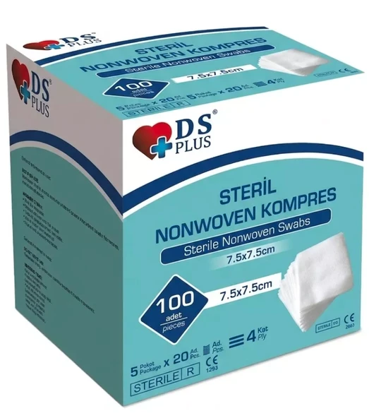 Ds Plus Gaz Kompres Nonwoven Steril 7,5x7,5 cm 100lü ürün görseli 1