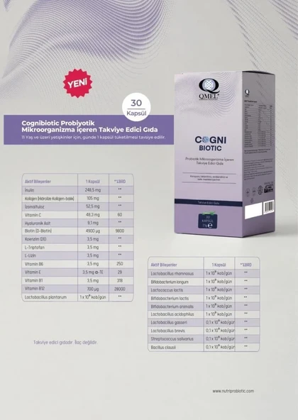 Qmel Cogni Biotic Probiyotik 30 Kapsül ürün görseli 1