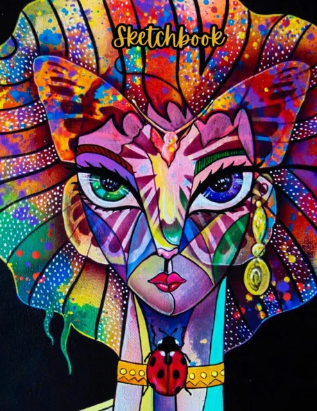 Abstract Sketchbook: A Glitz Lady With Dazzling Butterfly Eyes, A Gorgeous Ladybug Choker & A Stunning Back Cover Design! High-Quality Sketch ... Blank Drawing Book, Blank Drawing Pad ürün görseli 1