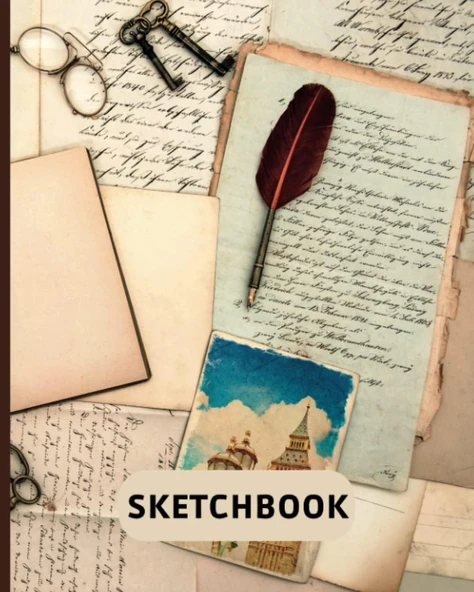 Old Letter Sketchbook, Ideal For Drawing, Brainstorming, Doodling, 110 Blank Pages, Sketch Book For Artist, Designer. ürün görseli 1