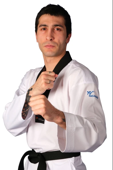 HAŞADO WT ONAYLI PROFESYONEL SİYAH YAKA ULTRA FIGHTER TAEKWONDO ELBİSE ürün görseli 1