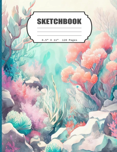 Sketchbook: Coral Reef, Blank Sketch Book For Kids, Adults, Artist Notebook/Journal For Drawing, Writing, Sketching Or Doodling, 120 Blank Pages, 8.5X11 (Blank Drawing Book) ürün görseli 1