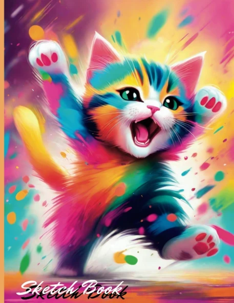Colorful Cat Sketch Pad: Large 8.5X11 Sketchbook For Artists And Cat Lovers: Blank Paper Notebook For Drawing, Painting, Writing, And Doodling - Unlined Journal With Cover ürün görseli 1