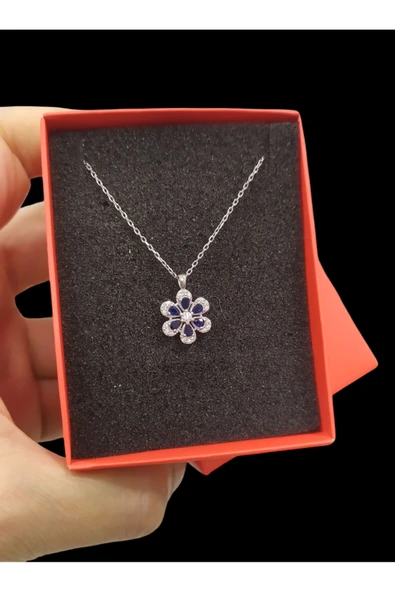 925 Ayar Orjinal Gümüş Lotus Çiçeği Kolye - Resim 4