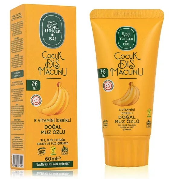 Eyüp Sabri Tuncer Doğal Muz Özlü 2-6 Yaş Çocuk Diş Macunu 60 ml ürün görseli 1