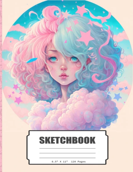 Sketchbook: Anime Girl, Blank Sketch Book For Kids, Adults, Artist Notebook/Journal For Drawing, Writing, Sketching Or Doodling, 120 Blank Pages, 8.5X11 (Blank Drawing Book) ürün görseli 1