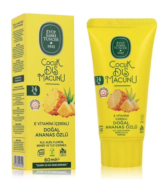 Eyüp Sabri Tuncer Doğal Ananas Özlü 2-6 Yaş Çocuk Diş Macunu 60 ml ürün görseli 1