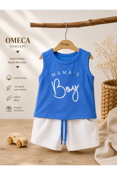 Erkek Bebek Mama's Boy Atlet Şort Takımı ürün görseli 1