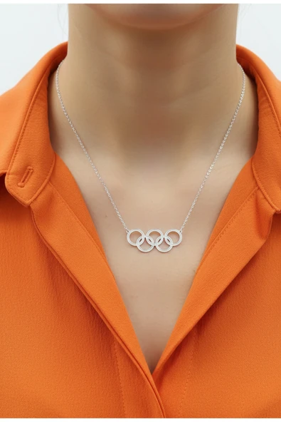 925 Ayar Gümüş Olimpiyat Kolye - Resim 2