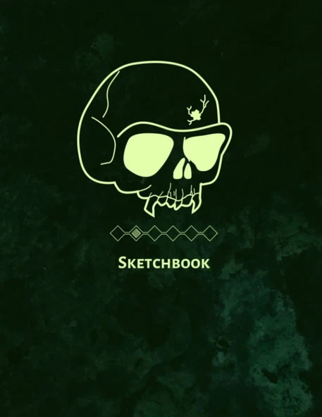Sketchbook Goth Minimalist, Blank Book For Drawing, High School, Class, Green Edition ürün görseli 1