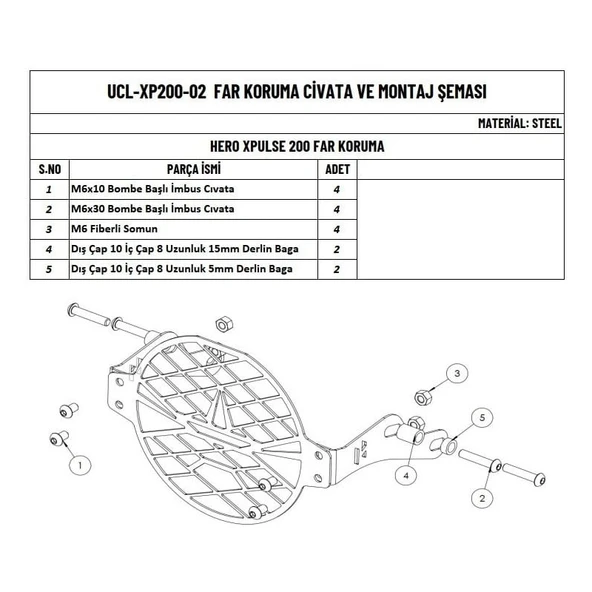 Moto Üçel Hero  Xpulse 200 Uyumlu Far Koruma - Resim 3