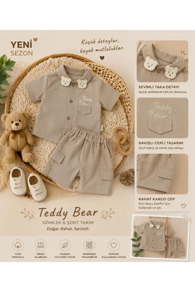 Teddy Bear Gömlek & Şort Takım - Resim 2