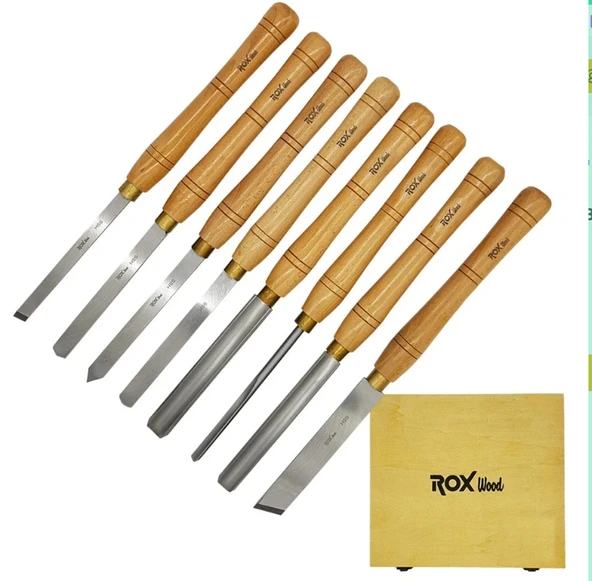 Rox Wood 8 Parça Torna Kalemi Ahşap Kutulu 15399105 ürün görseli 1
