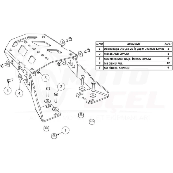 Moto Üçel Hero Dash Topcase Çanta Demiri - Resim 2