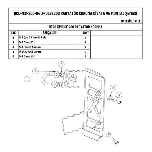 Moto Üçel Hero  Xpulse 200 Uyumlu Radyatör Koruma - Resim 2