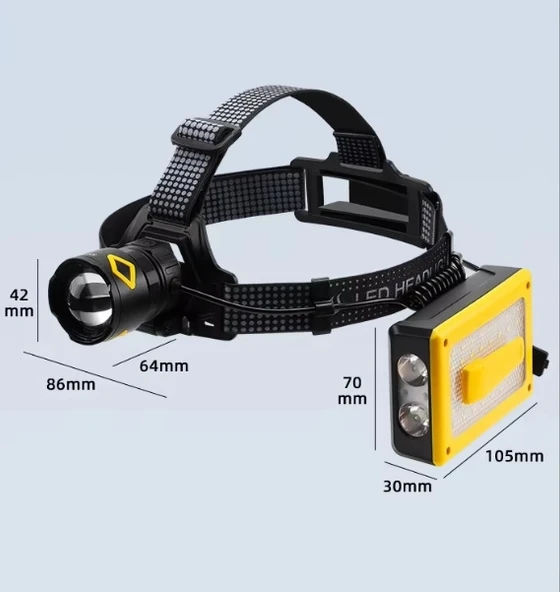 Pro F-3003 Alüminyum Pm10-tg Led Type-c Powerbank Ve Solar Şarjlı Kamp Kafa Feneri ürün görseli 1