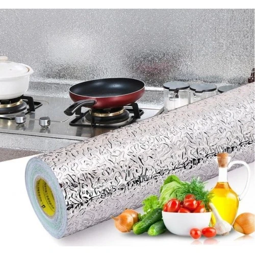 Yapışkanlı Kolay Silinebilir Mutfak Tezgah Üstü Folyo Gümüş 40cm*10m ürün görseli 1