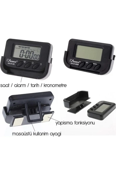 Dijital Mini Masa Araba Saati Kronometre - Resim 2