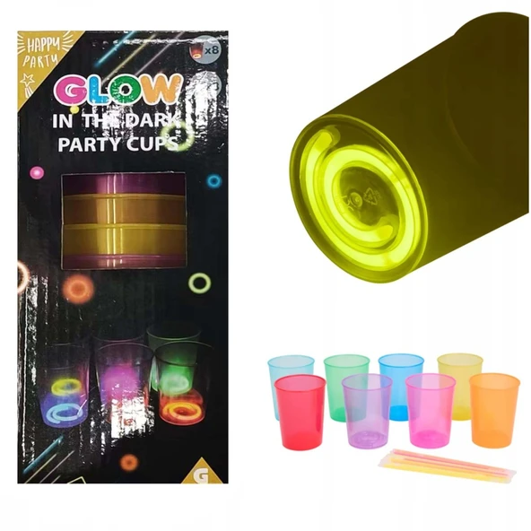 Karanlıkta Yanan Gece Işığı Mega Glow Bardaklar 8 Adet 8.5 x 10.5 cm ürün görseli 1