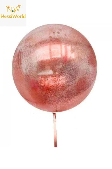 Kırmızı Simli Yuvarlak Şeffaf Balon 24 İnç ürün görseli 1