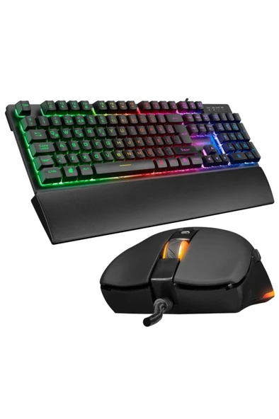 Rampage Km-rx7 Fortuna Gökkuşağı Aydınlatmalı Usb Gaming Combo Q Gaming Klavye + 6400 Dpi Mouse ürün görseli 1