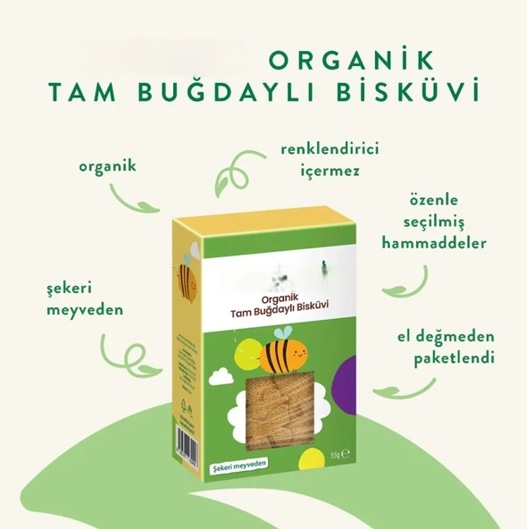 Organik Tam Buğdaylı Bisküvi 55gr ürün görseli 1