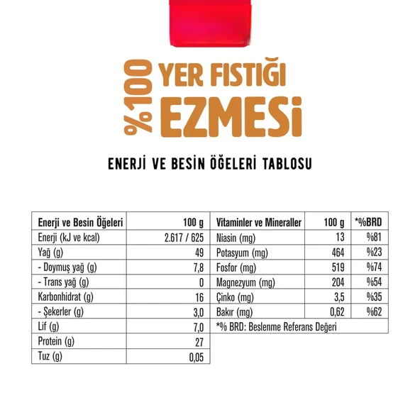 %100 Yer Fıstığı Ezmesi 315 Gr ürün görseli 1