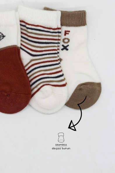 3'Lü Penye Soket Çorap 10109 Kiremit - Resim 3