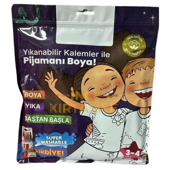 Kalem Hediyeli Boyanabilir Pijama 3-4 Yaş ürün görseli 1