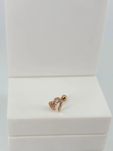 Rose Zirkon Taşlı Uç Kısmı : Pirinç Kıkırdak Bar Uzunluğu : 6 Mm / Bar Kalınlığı 0.8 Mm / Top Boyu 3 Mm  - Pt0064-2 ürün görseli 1