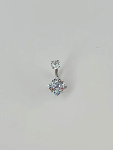 Rodyum Zirkon Taşlı Çelik Göbek - Pg0049 ürün görseli 1