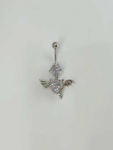 Melek Kanatlı Kalp Detaylı Göbek Piercing - Pg0125 ürün görseli 1