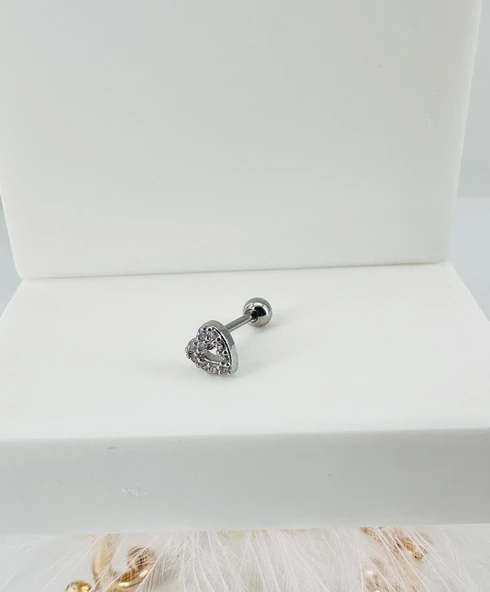 Rodyum Zirkon Taşlı Uç Kısmı : Pirinç Kıkırdak Bar Uzunluğu : 6 Mm / Bar Kalınlığı 0.8 Mm / Top Boyu 3 Mm - Pt0007 ürün görseli 1