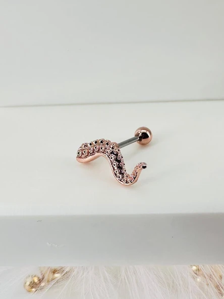 Rose Zirkon Taşlı Uç Kısmı : Pirinç Kıkırdak Bar Uzunluğu : 6 Mm / Bar Kalınlığı 0.8 Mm / Top Boyu 3 Mm  - Pt0006-2 ürün görseli 1