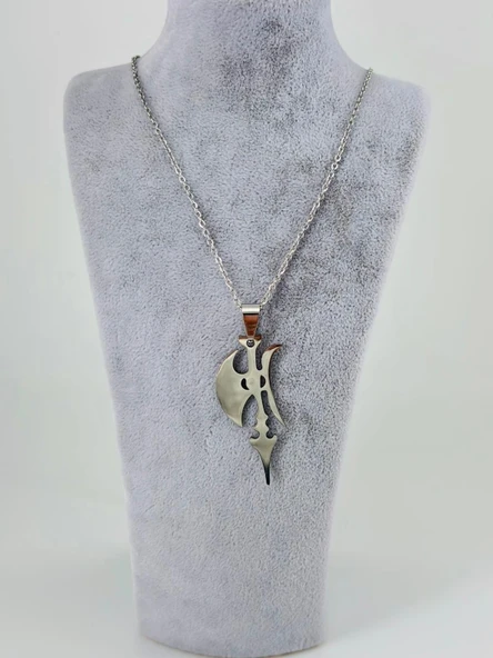 Tribal Balta  Figürü Çelik Erkek Kolye - Ekl0102 ürün görseli 1