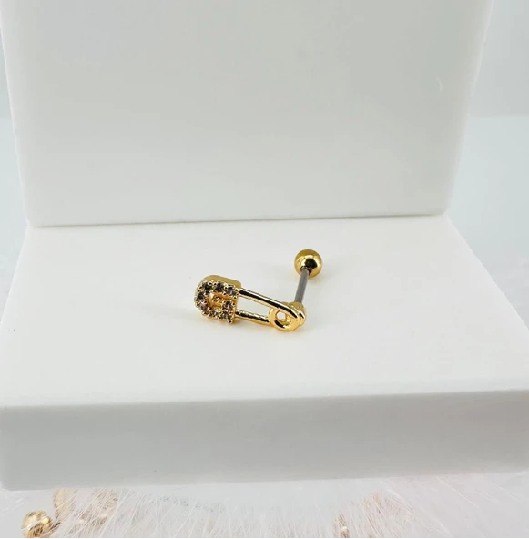 Zirkon Taşlı Uç Kısmı : Pirinç Kıkırdak Bar Uzunluğu : 6 Mm / Bar Kalınlığı 0.8 Mm / Top Boyu 3 Mm - Pt0012-1 ürün görseli 1