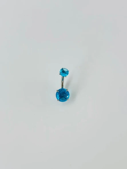 Mavi Taşlı Göbek Piercing - Pg0012 ürün görseli 1