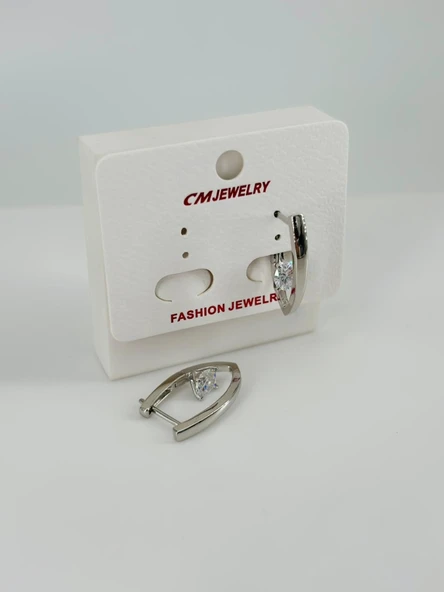 Rodyum Zirkon Taşlı Pirinç Küpeler - Kp00485 ürün görseli 1