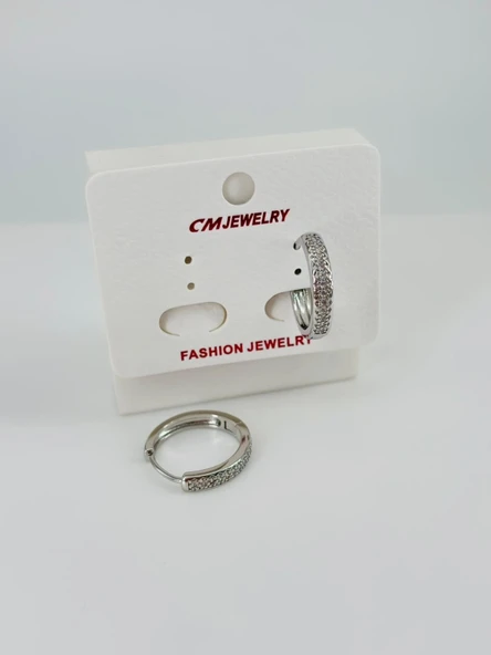 Rodyum Zirkon Taşlı Pirinç Küpeler - Kp00488 ürün görseli 1