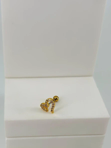 Zirkon Taşlı Uç Kısmı : Pirinç Kıkırdak Bar Uzunluğu : 6 Mm / Bar Kalınlığı 0.8 Mm / Top Boyu 3 Mm  - Pt0064-1 ürün görseli 1