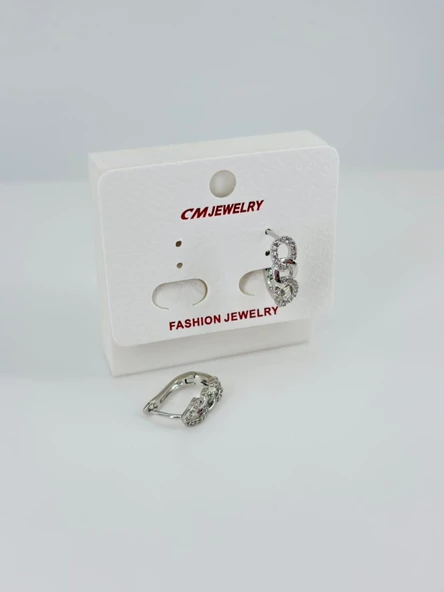 Rodyum Zirkon Taşlı Pirinç Küpeler - Kp00453 ürün görseli 1