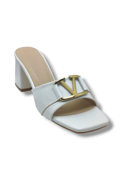 Ceylan Shoes 225-26 Cilt V Tokalı Kalın Topuk Kadın Terlik ürün görseli 1