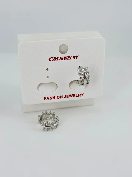 Rodyum Zirkon Taşlı Pirinç Küpeler - Kp00481 ürün görseli 1